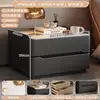 Black [Stone Slab Style, Solid Wood Double Drawer]