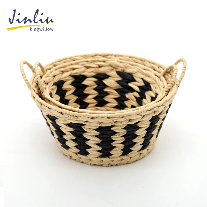 Small Bamboo Baskets for Organizing, Recycled Paper Rope Storage