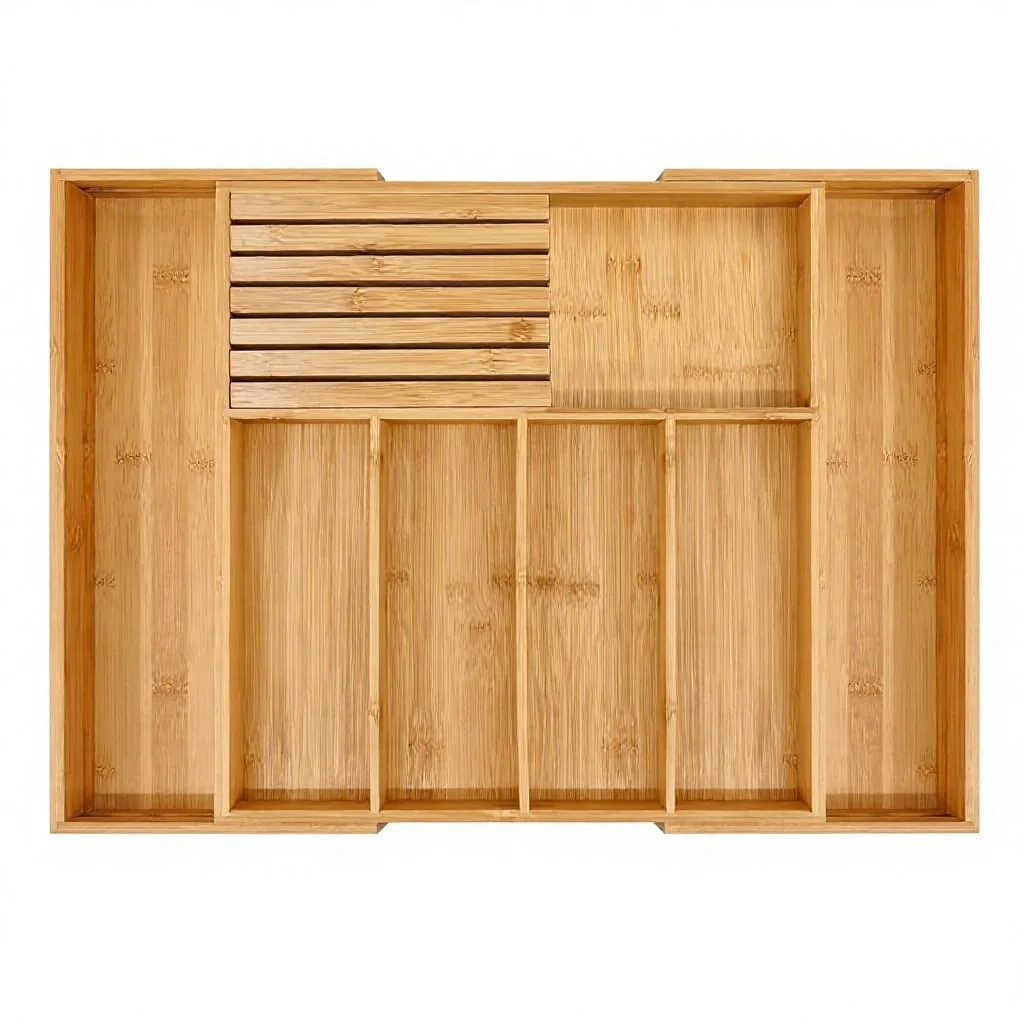 Bamboo Silverware Drawer Organizer Kitchen Expandable Utensil Organizer Knife Block Cutlery Tray Divider