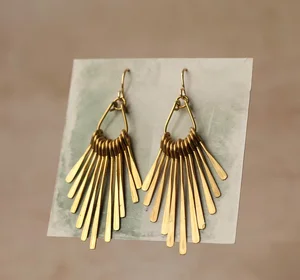 Custom Antique Art Deco Brass Fringe Earrings Bohemian Chandelier Jewelry Supports ODM and OEM