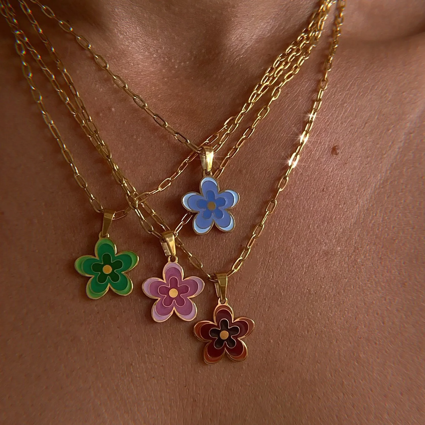 Wholesale New Custom Personalized Enamel Birth Sunflower Necklace