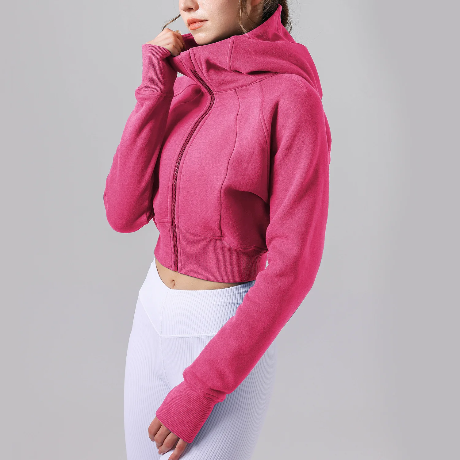 Warm Workout Clothes Hooded Yoga Jacket for Fitness