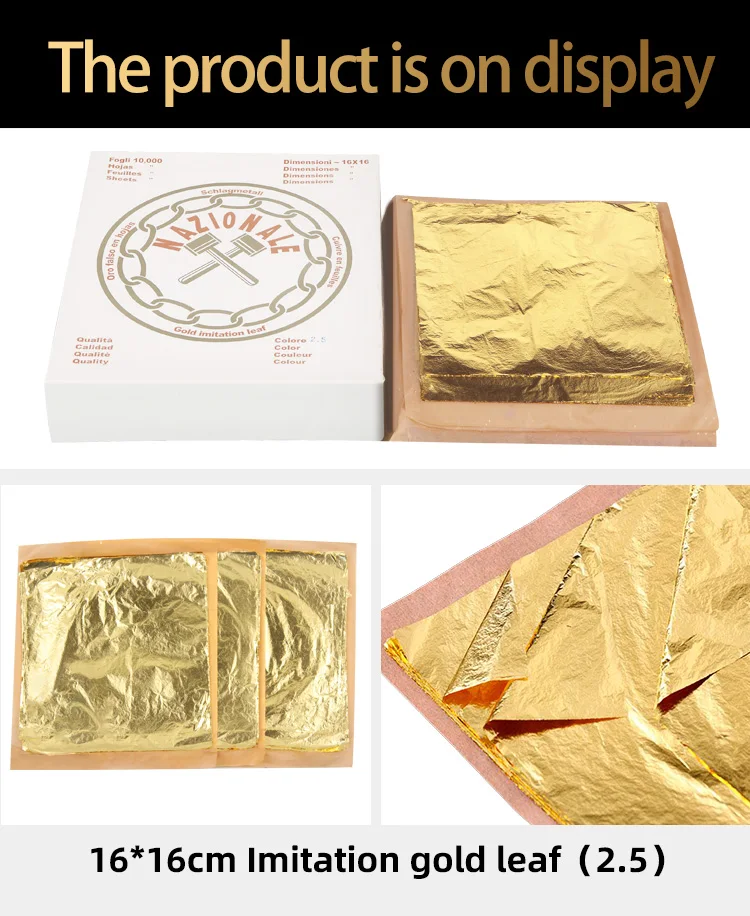 16 x 16 cm 100 Sheets Imitation Gold Leaf Foil Sheets Gilding Copper  Aluminum Leaf - AliExpress