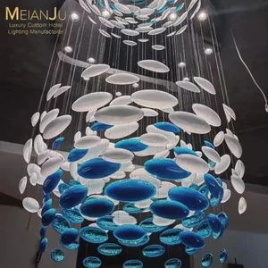 Customized Colorful Egg & Oval Shape Art Glass Chandelier Hotel Mall Cafe Corridor Hanging Pendant Lamp for Decorations