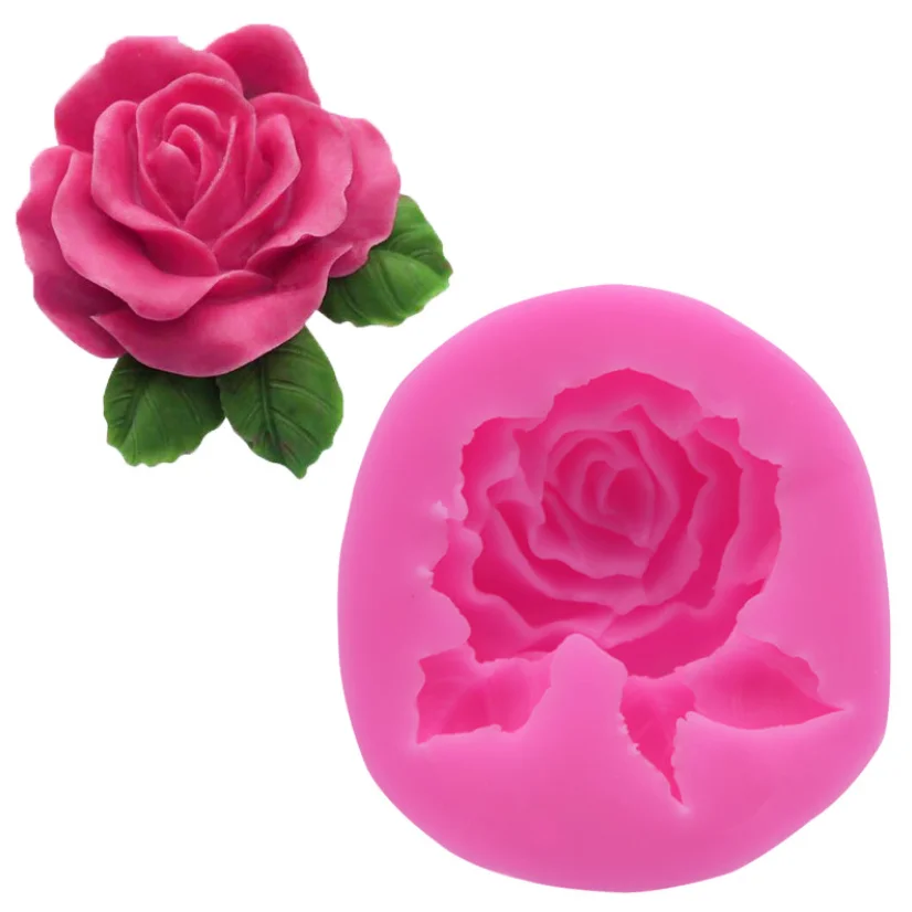 3/6pcs 3D Rose Flower Chocolate Fondant Cake Mold 3 Size Cake Rose