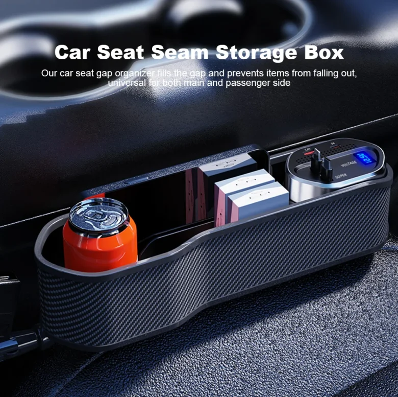 Quick Charger Car Seat Gap Organizer USB Type-C Front Seat Console Side Pocket Wireless Charger Front Seat Side Storage Case
