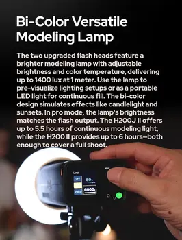 Godox AD200 Pro II Godox AD200Pro II Godox AD200ProII, One-Tap Sync with X3, Optimized Flash Heads, BiColor LED Modelling Led product image