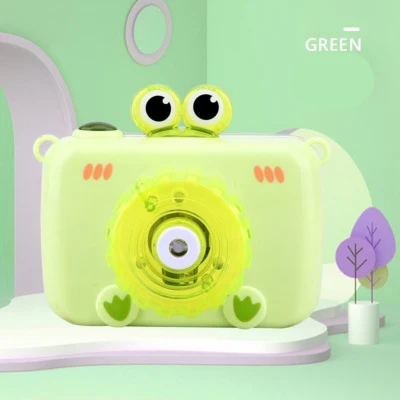 Hot Selling Summer Battery Operated Camera Electric Imperial Crown Frog Rabbit Bubble Machine Toy with Light and Music for Kids
