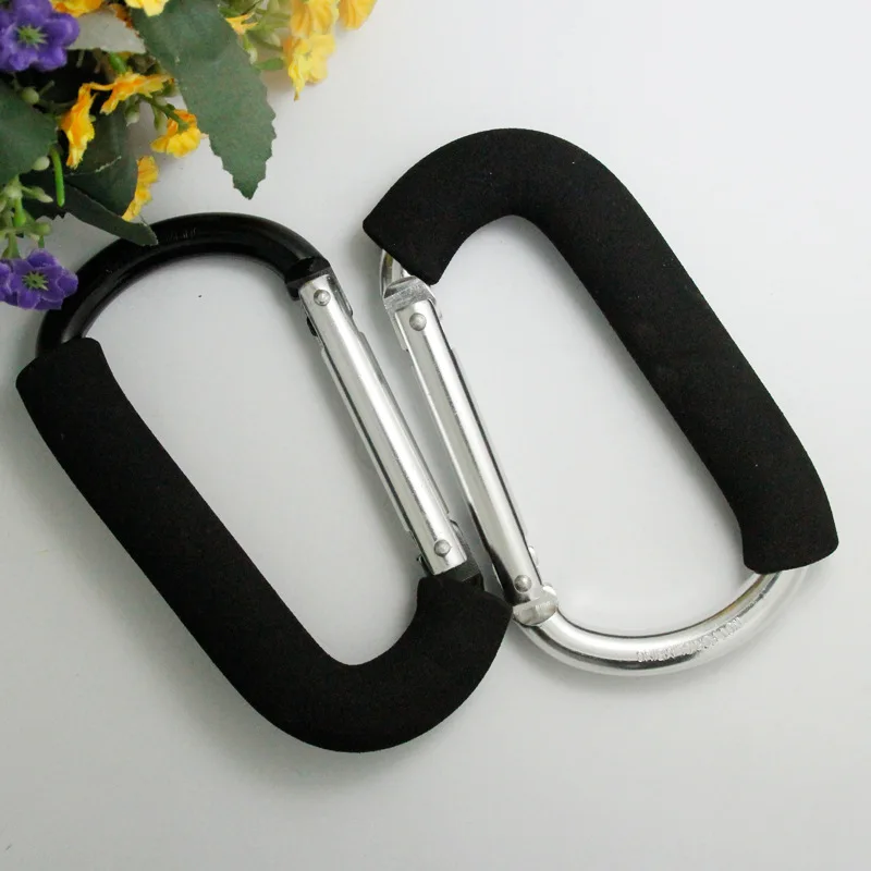 Large Carabiner 5.5" D-Style EVE Sponge Carry Bag Carrier Baby Aluminum Stroller Hooks For Hanging Bags And Shopping