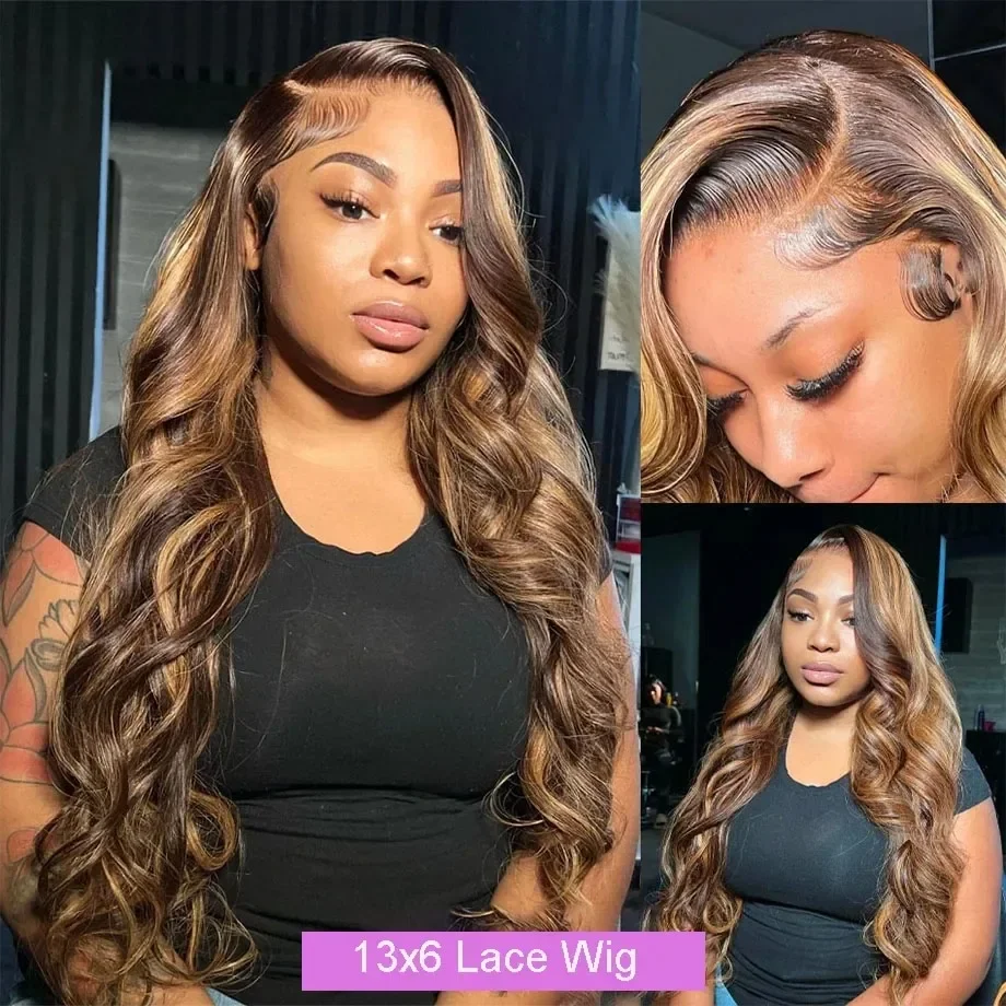 13x4 HD Lace Body Wave Perücke Echthaar Honigblond Lace Front Perücke_voghion.com