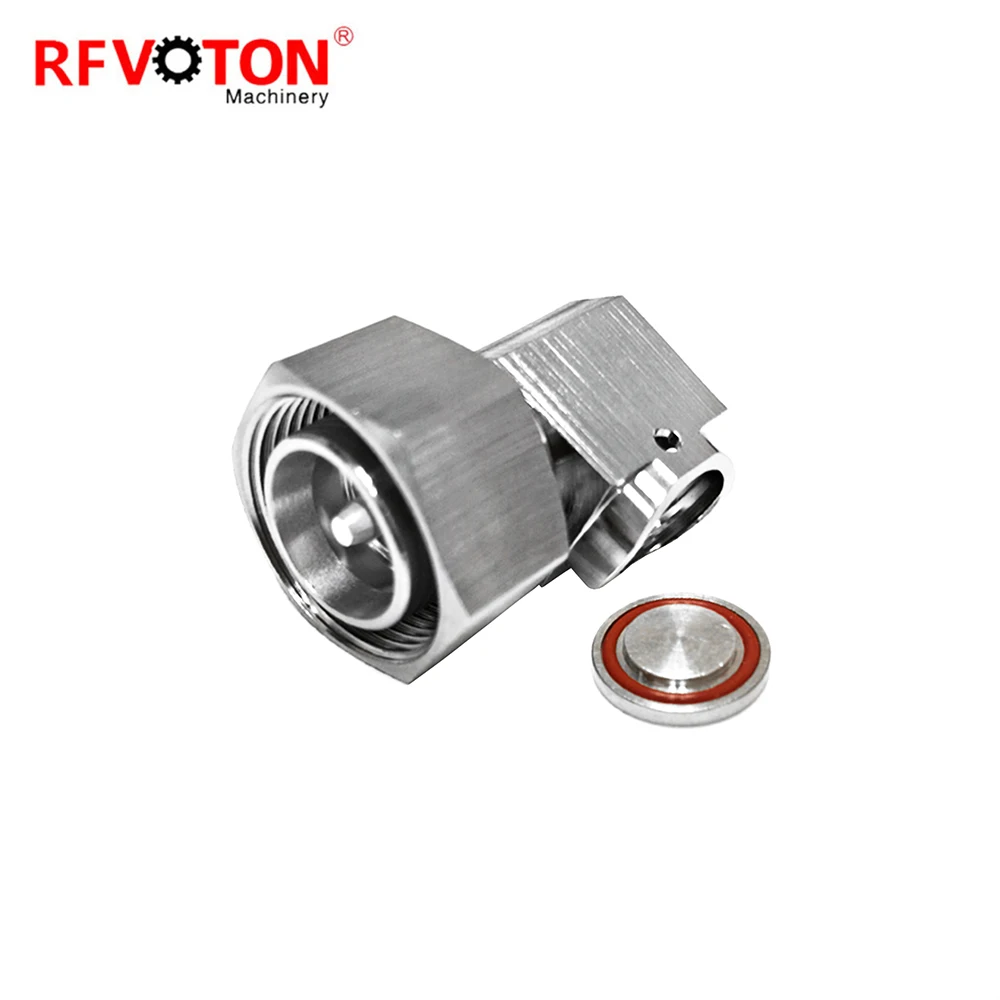 RF connector 4.3-10 type male pin RA 90 degree elbow solder for 1-2 super flexible RF coaxial cable plug supplier
