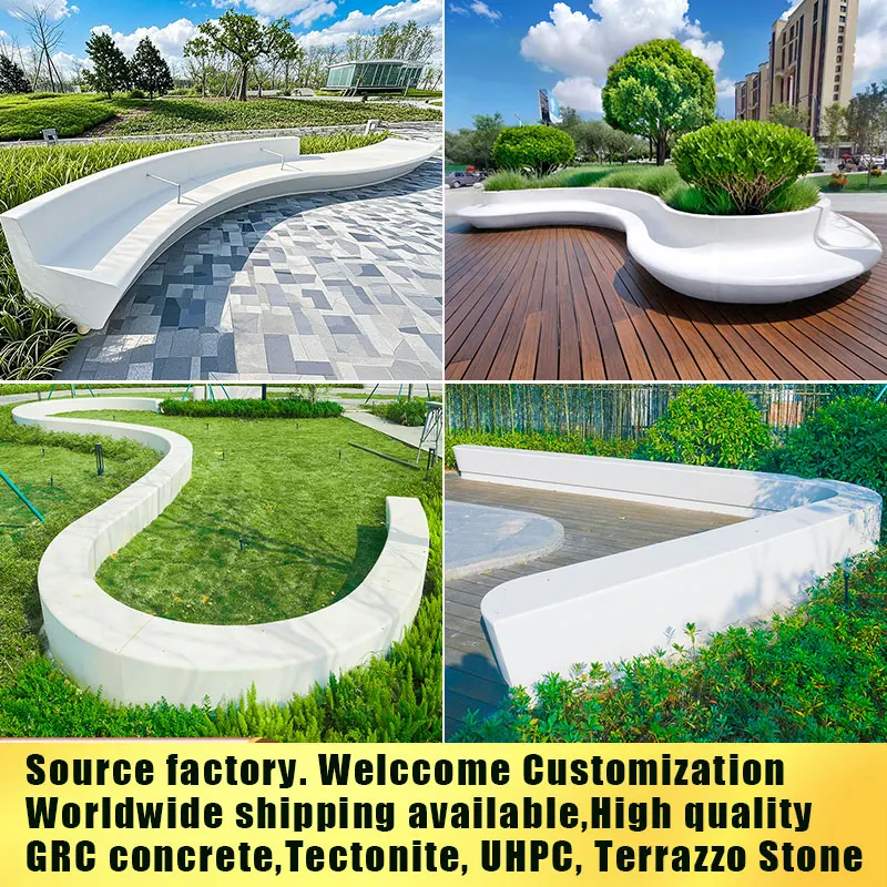 G013 Reinforced Concrete GRC Big Tree Planter Bench - Durable Outdoor ...