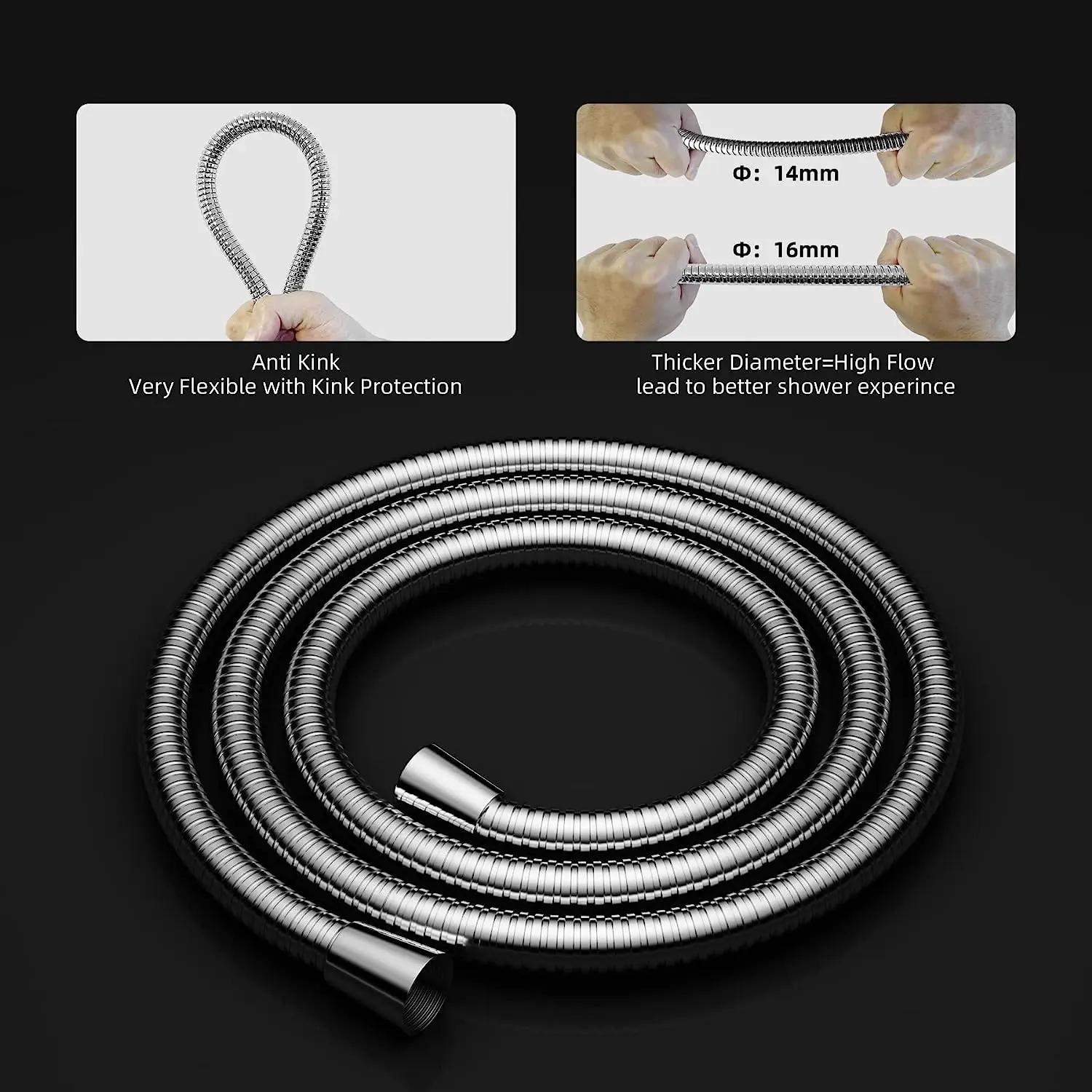 Uk Wras Passed 16mm Outer Diameter Large Bore Shower Hose For Low Water