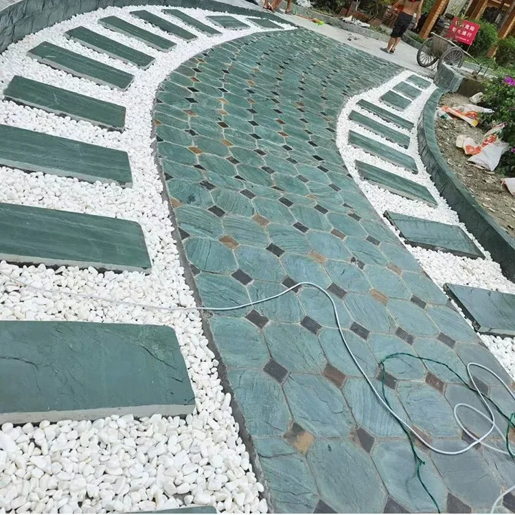 product green slate bluestone cultural stone natural green slate outdoor garden landscape garden antique paving stone non slip-3