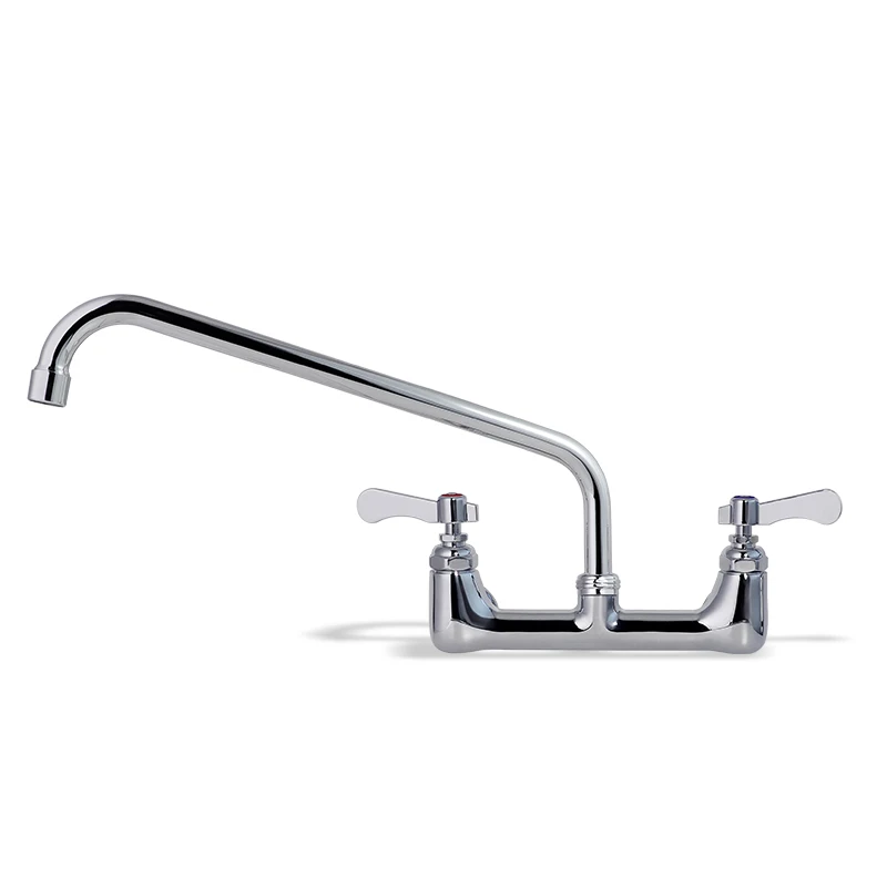 Commercial Kitchen Dual Hand 304 Stainless Steel Brass Kitchen Sink Tap Faucet Cold Hot Spring Mixer Tap Deck Mounted Basin Taps factory