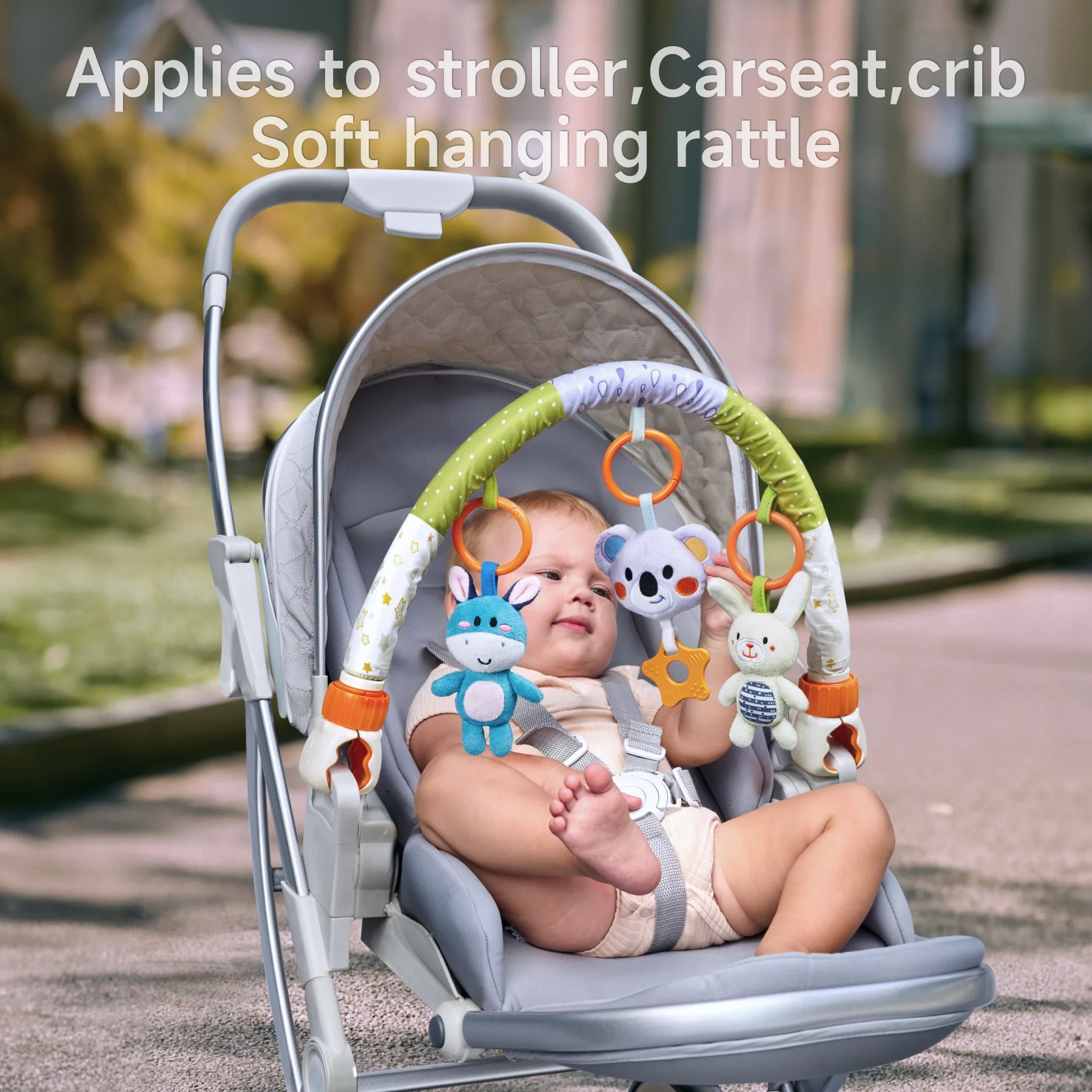 Tumama Kids Activity Pram Toys Soft Plush Animals Bear Hanging