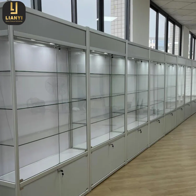Factory Bulk Custom Trophy Showcase Wholesale Aluminium Frame Cabinet and Glass Showcase Display
