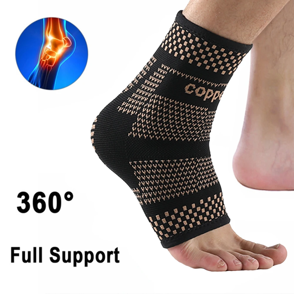 Copper Ankle Support Sleeve Performance Compression Copper Elastic Ankle Sleeve Brace 