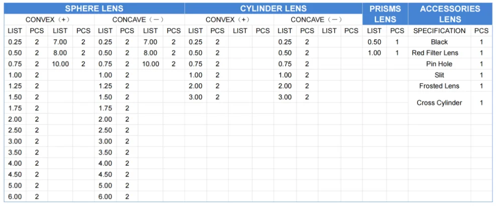 JS-104 Trial Lens Set Factory Price 104 Pieces Lenses Optical Instrument Optometry Box Trial Lens Case