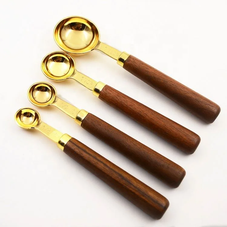Heavy duty 9 piece stainless steel copper plated rose gold kitchen baking measuring spoon and measuring cup set