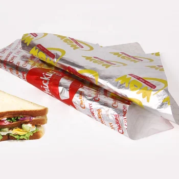 PE color printed aluminum foil paper backed alu foil,customer designed wrapping paper for burger