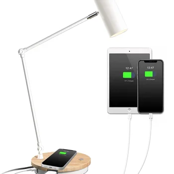 Fashion Metal Desk Lamp Wireless Charging Table Lamp for College Dorm Office Living Room
