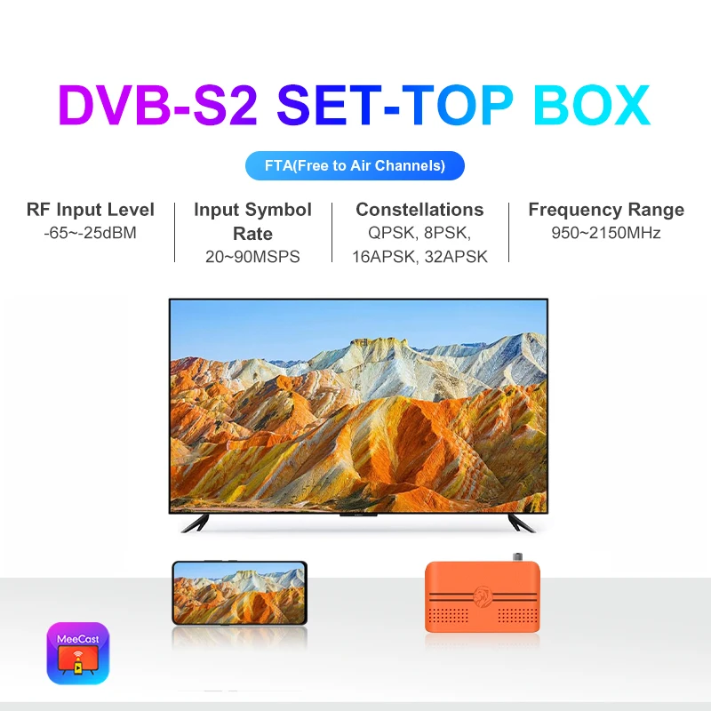 2025 DVB-S2 Small Satellite Receiver  Free to Air MeeCast Mini Full hd Dvb-s2 Satellite Fta Decoder