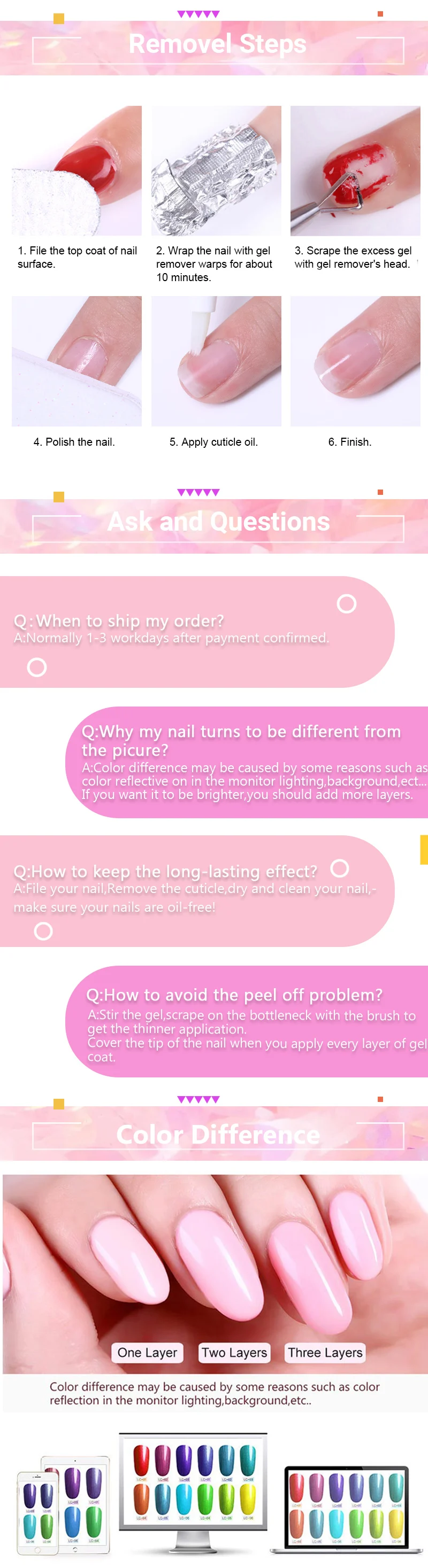 Lilycute Box Packaging 8ml 48 Colors New Design Uv Gel Nail Polish For