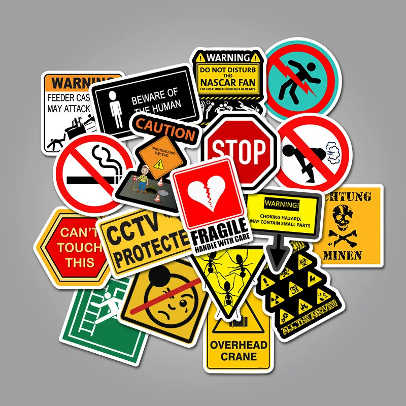 50 pcs warning sticker danger banning