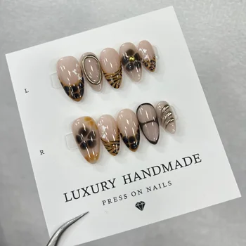 Wholesale 10pcs Hand Painted Gel Press Nails Beautiful Luxury Handmade Acrylic Nails Press on High Quality