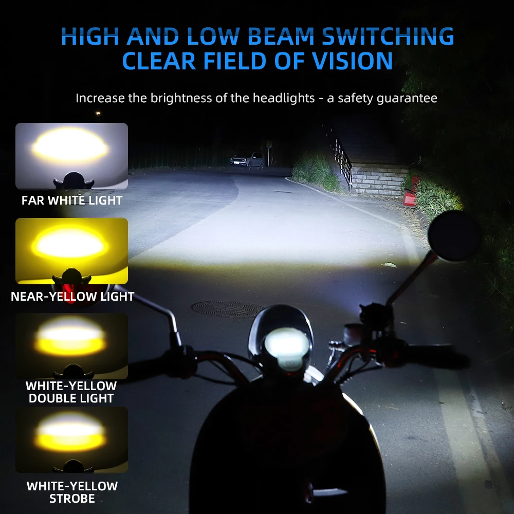 Owl 3-Eye LED Motorcycle Headlight - Waterproof Aluminum Flashing Light ...
