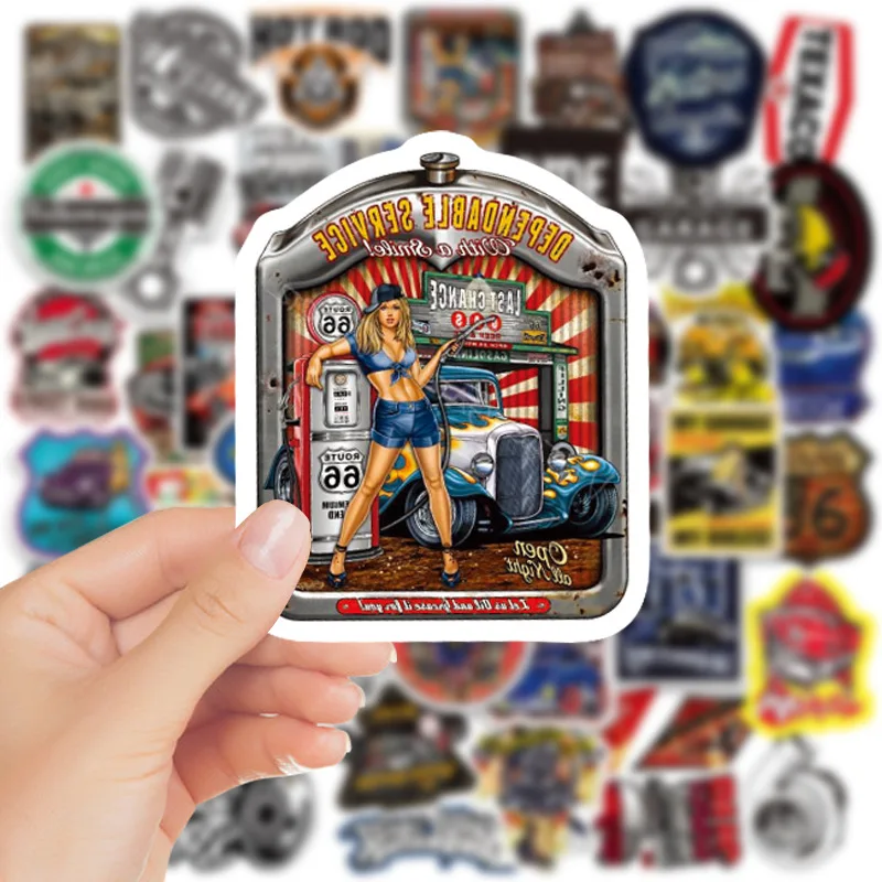 50 Adesivi Retro Old School Per Skate, Frigo, Zaino - Stile Tattoo, Impermeabili PVC