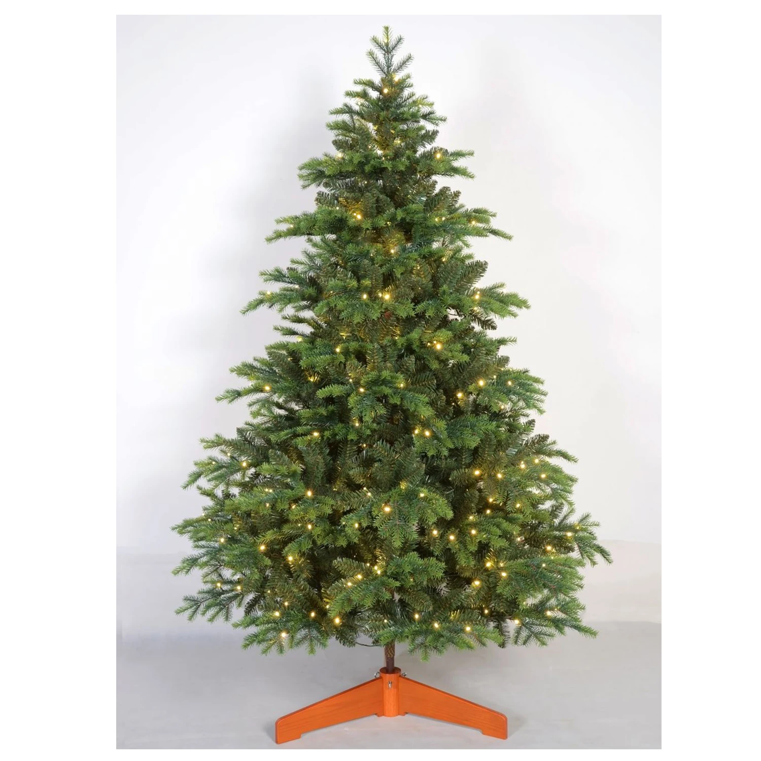 Realistic Warm LED Christmas Tree Mixed PVC & PE Artificial Tree with Wooden Base
