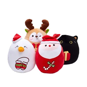 Cute Deer Santa Claus Snowman Children Stuffed Decoration Reindeer Doll Black Cat Plush Toy