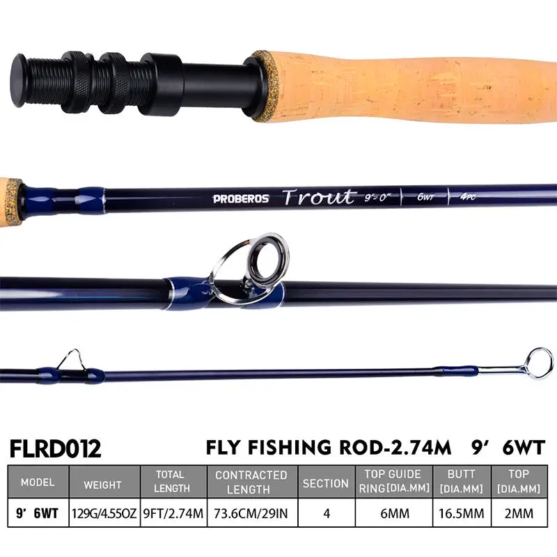 9ft/2.74m 4 sections fly fishing rod