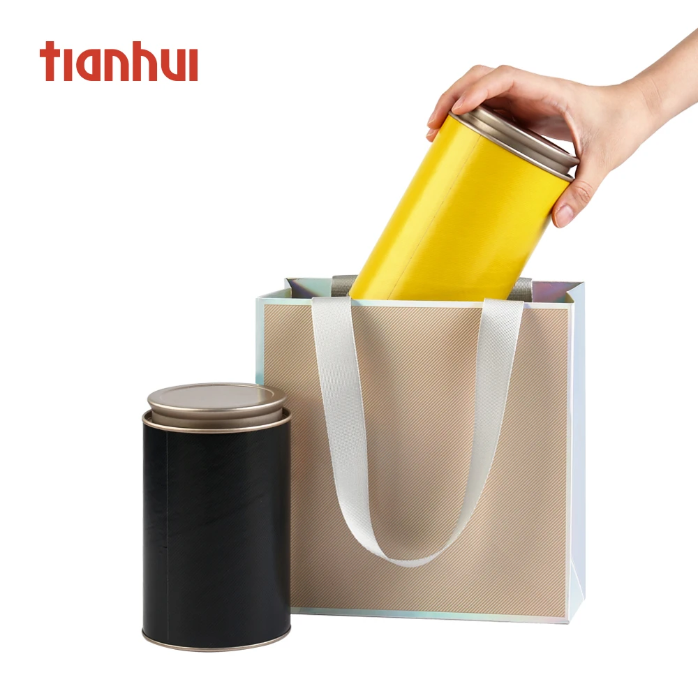 Empty Paper Cardboard Airtight Container Packaging Recyclable Paper Tube with Lid for Tea Packaging