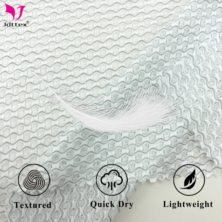 Lightweight Mesh Textured Quick Dry 4 Way Stretch Knitted Polyester Spandex Gym Fabric for Sports Shirt supplier