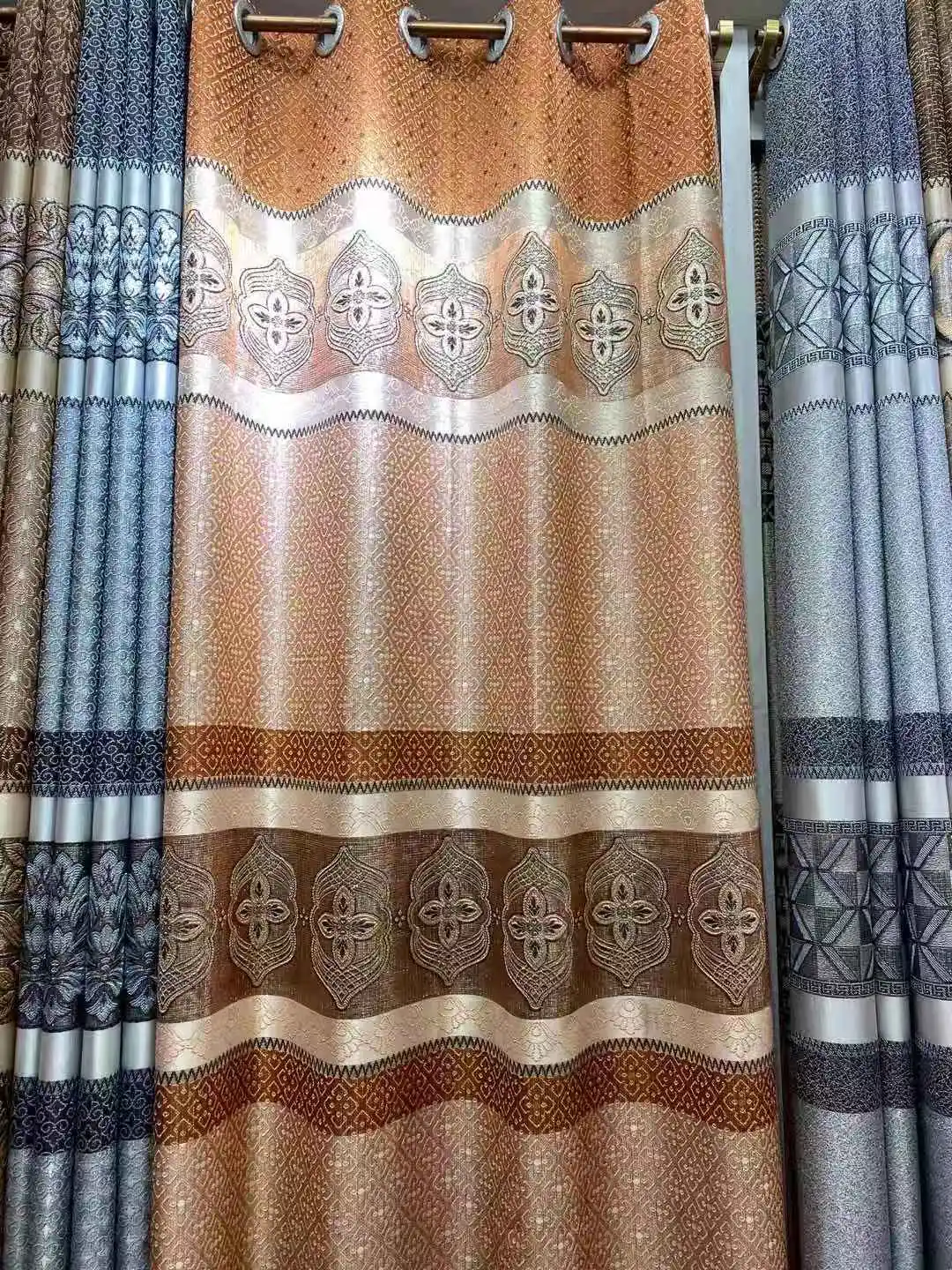 African Design Cheap Price 100% Polyester Jacquard Upholstery Curtain Cloth Home Use Curtain Fabric