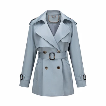 Factory Directly Supply Custom Double Breasted Breathable Classic Long Waterproof solid Color Wind Breaker Women Trench coat
