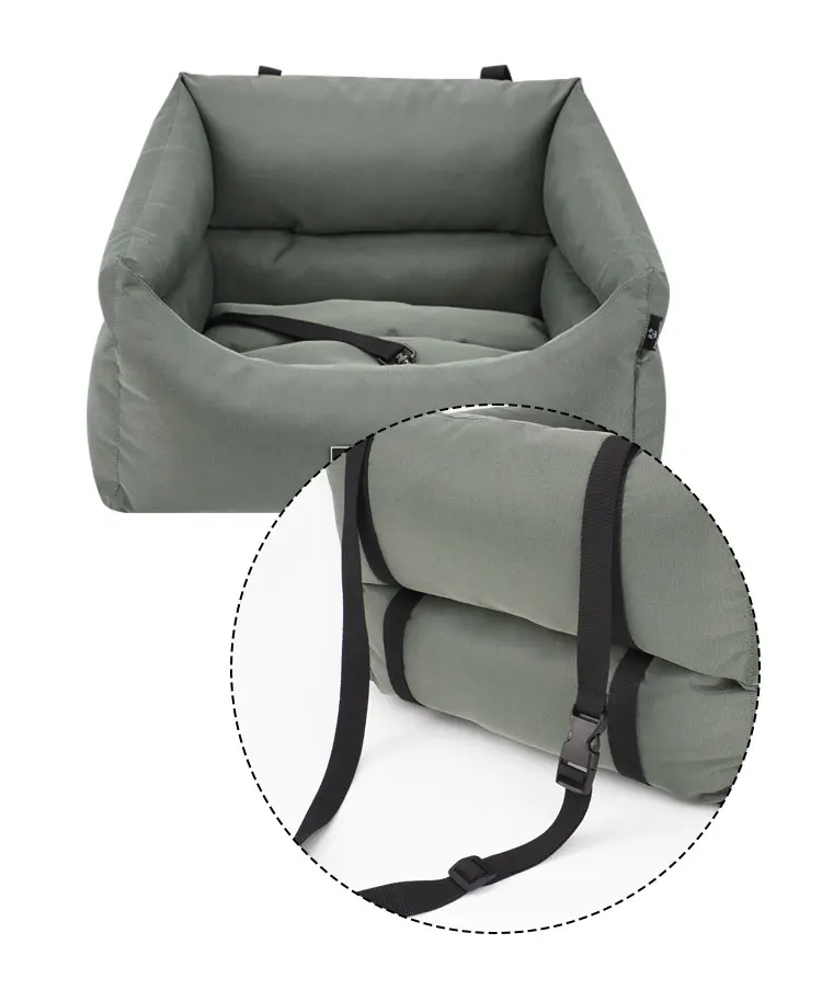 Dog car seat mode with harness attachment