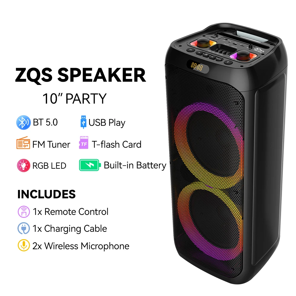 SING-E ZQS10209 Dual 10 Inch Outdoor Portable Speaker 50W