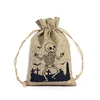 Hemp rope burlap bag - skull