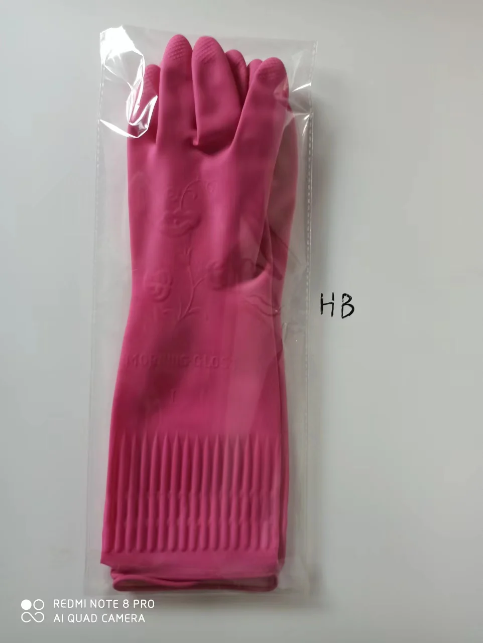 100g Pink Red Long Sleeve Household Kitchen Top Glove 38cm Korea