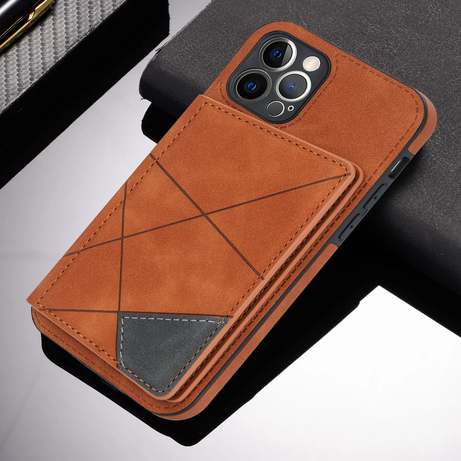 Laudtec High Quality PU Leather Mobile Phone Case Wallet Holder Wholesale Compatible For iPhone 15  14