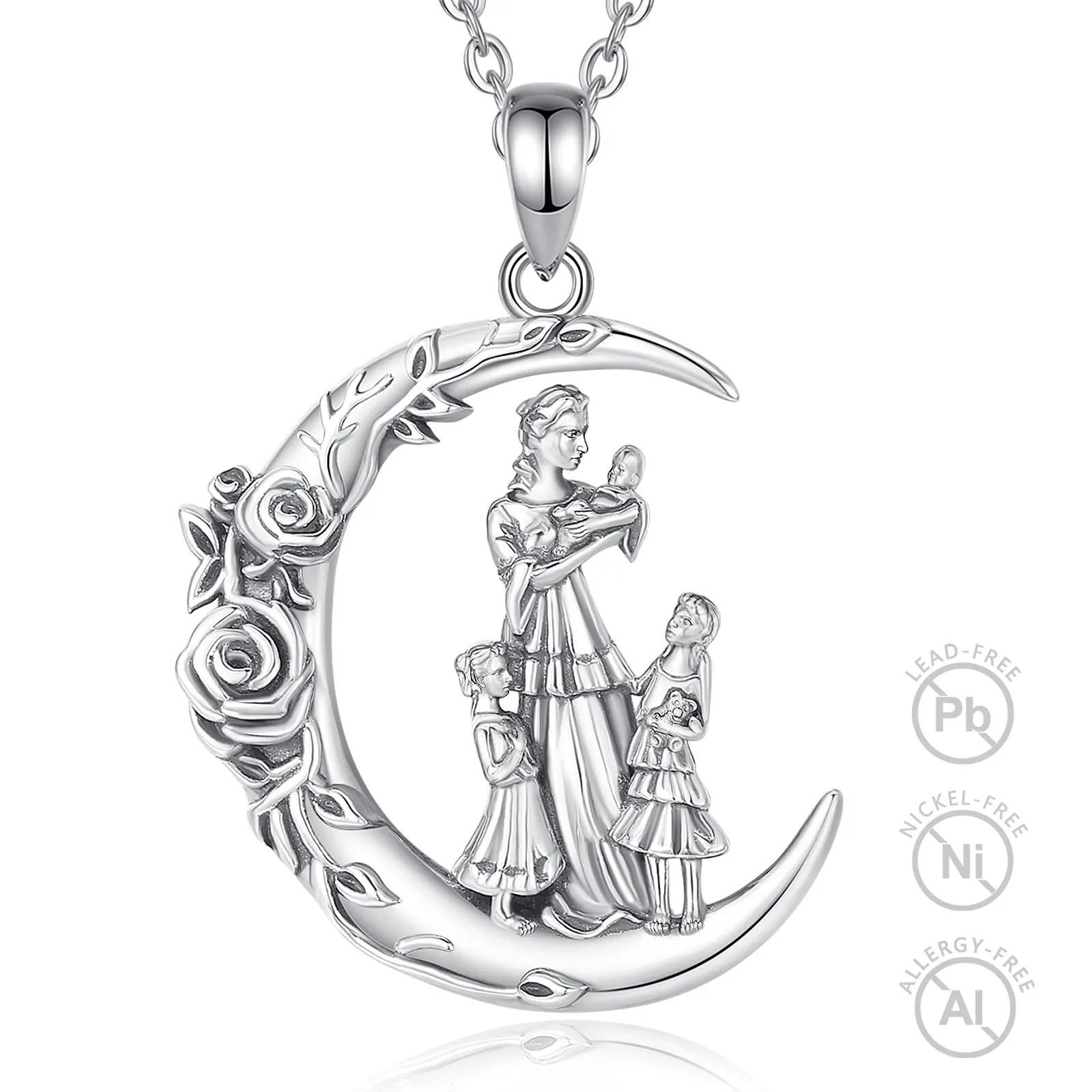 Merryshine Mothers Day Gifts S925 Sterling Silver I love You Mom Mother and  Child Pendant Necklace for Mom