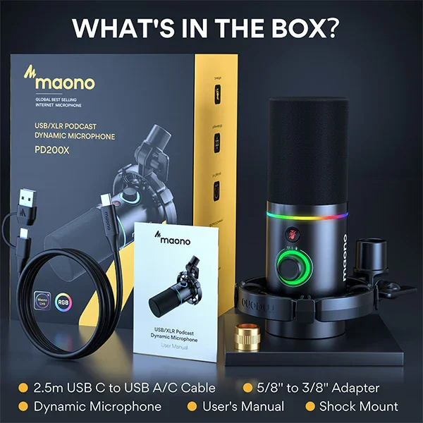 Maono PD200X Studio Audio Interface Sound Card Bundle for