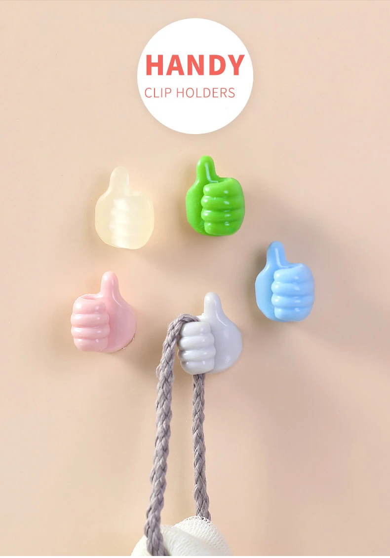 Creative Self Adhesive Thumb Hook Silicone Thumbs Up Wall Hook For Cable Clip Key Wall