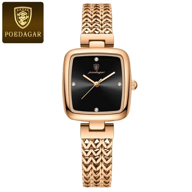 2026 New POEDAGAR 768 Waterproof Stainless Steel Ladies Quartz Watch Luxury Square Watch aperçu 10