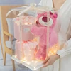 Boxed [strawberry bear 30cm] 6 pink flowers + free lamp