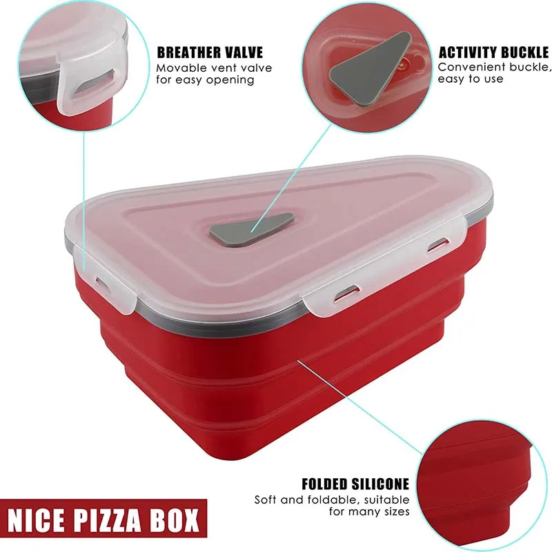 5 Tray Folding Reusable Pizza Slice Storage Container Silicone Pizza